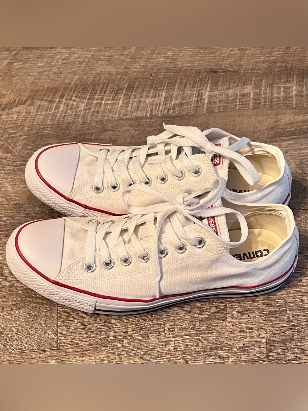 Converse Chuck Taylor All Star Low Top White Sneakers Men’s 8.5 Women’s 10.5 - Picture 2 of 10